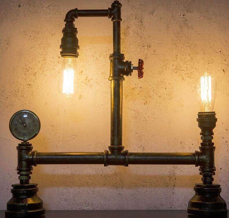 Industrial Vintage Light Black Silver Copper Rustic Industrial Bedside Table Lamp (WH-VTB-31)