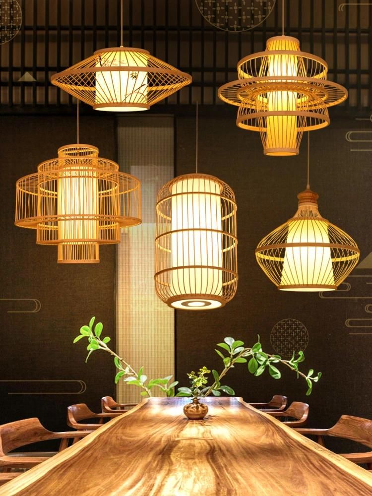 2021 Most Popular Rattan Pendant Light Hotel Ceiling Modern Bamboo Chandeliers and Lamps