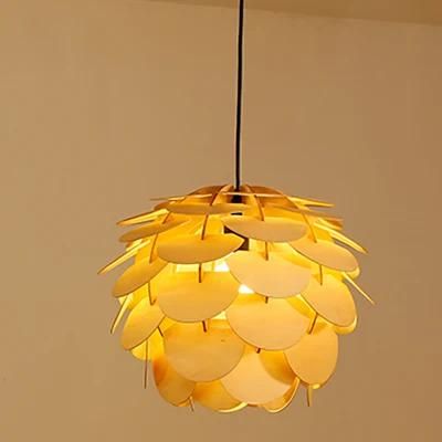 Dining Room Bedroom Model Room Wood Chip Chandelier Pendant Lamp