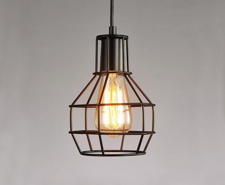 Loft Vintage Industrial Retro Pendant Lamp Edison Light E27 Holder Iron Restaurant Bar Counter Attic Bookstore Cage Lamp