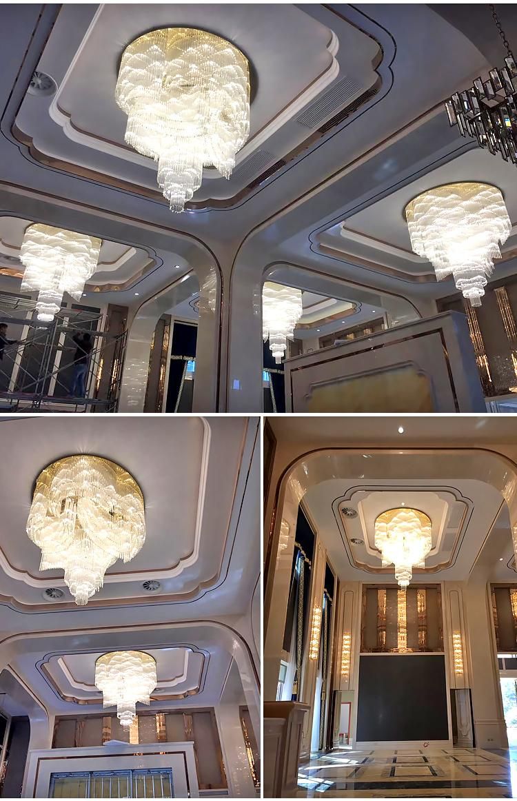 Large Lamp Stair Glass Modern Luxury Hotel Banquet Hall LED Chandelier Light