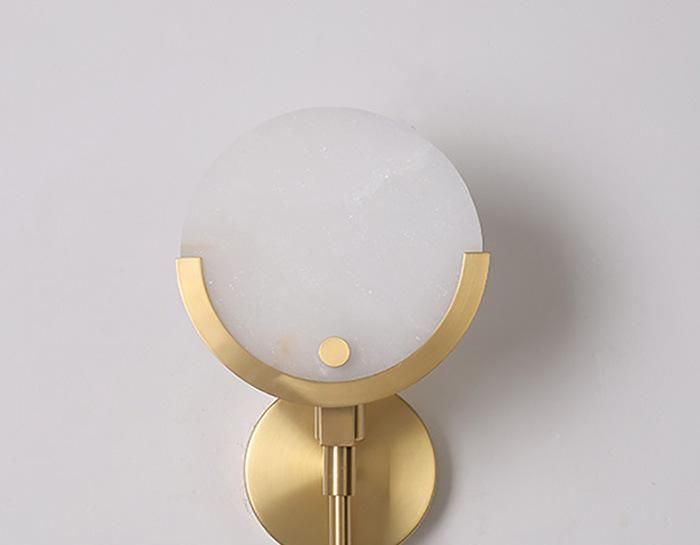 Qaulity Vintage Hotel Lobby Marble Wall Sconce Lamp in Brush Brass Finished