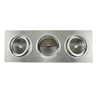 Lathe Aluminum 3 Units AR111 Square Tilt Multi-Angle Recessed LED Down Light (LT2307-3)