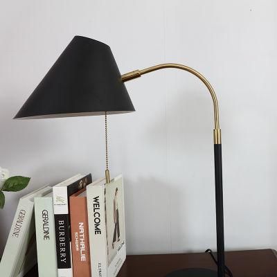 LED Light Black Metal Table Lamp with Adjustable Head, Desk Lamp with USB Charging Port