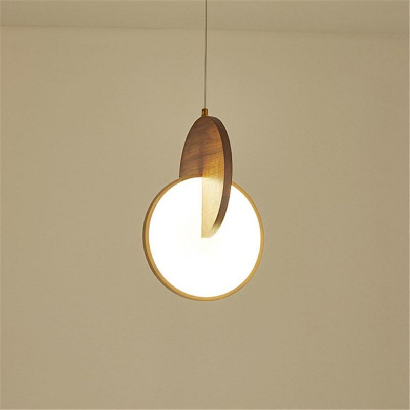Simple Walnut LED Pendant Lamp Bedroom Bedside Lamps Home Decor Atmosphere Pendant Lights Nordic Modern Restaurant Light Fixture