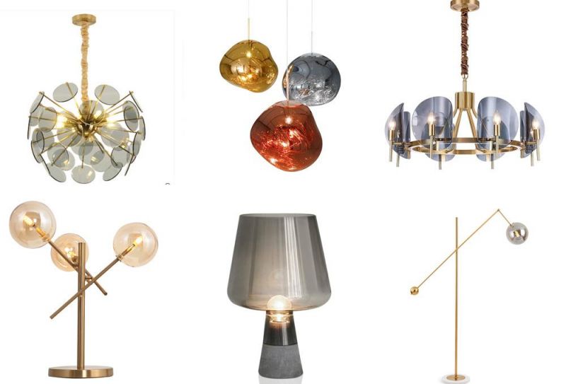 Romantic Hand Blown Art Glass Gold Metal Chandelier Indoor Pendant Lamp