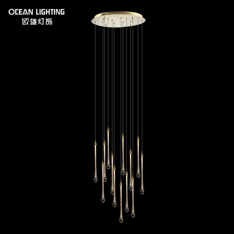 Indoor Water Drop Warm Lighting 3000K Metal Crystal 13*3W Chandelier