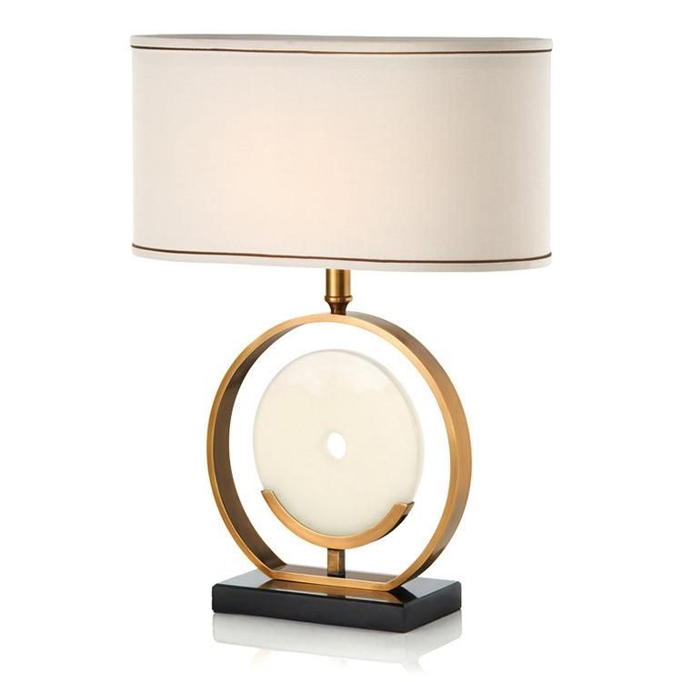 Modern Luxury Style Fabric Desk Lamp Marble LED Table Lamp Light with E27 for Hotel Living Room Bedside Decoration