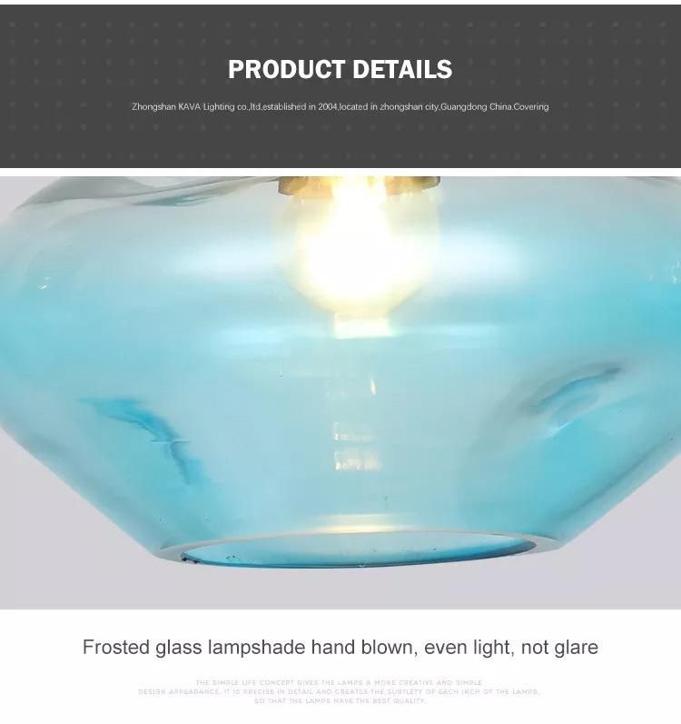 Cooper / Blue / Red Glass Pendant Light Irregular Shape Suitable for Bar, Restaurant, Cafe Atmosphere Hanging Light Ceiling Light Pendant