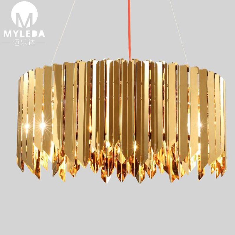 Modern Round Gold Reception LED Chandelier Lamp for Interior Projects