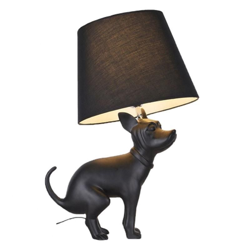 Simple Art Resin Cloth Cover Big Dog LED Living Room Hotel Club Animal Small Black Dog Table Lamp for Living Room Floor Lamp