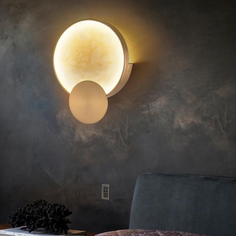 Modern Round Marble LED Wall Lights Living Room Bedside Lighting Fixtures (WH-OR-58)