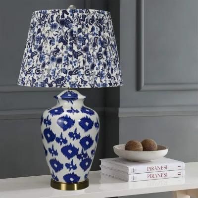 Exquisite Chinese Style Classical Base Lighting Indoor Table Lamp Blue and White Porcelain
