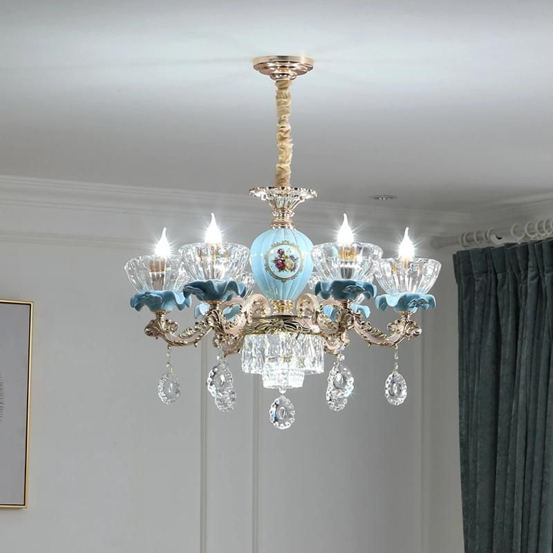 Crystal Chandelier European Living Room LED Lamp Villa Dining Room Pendant Light