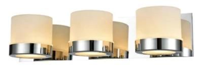 Three Light White Glass G9 Bath Wall Lamp in Chrome