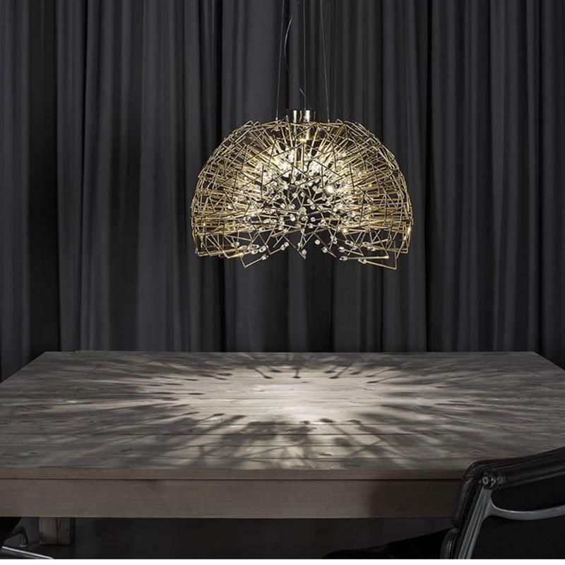 2022 Postmodern New Simple Design Stainless Steel Cage Linear Pendant Light