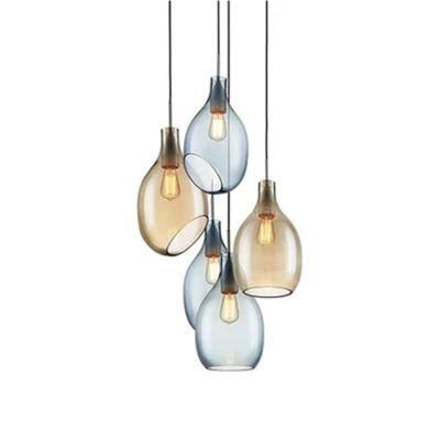 Blue Clear Water Drop Glass Home Light Pendant Lamp