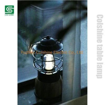 Decorative Bamboo Table Lamp Camping Lantern with USB Powerbank