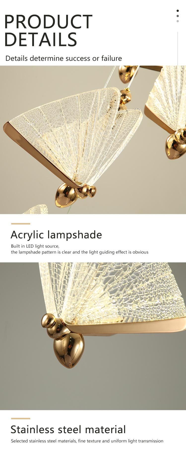 Contemporary Large Decorative Hotel Bookstore Long Stair Gold Luxury LED Chandelier Light