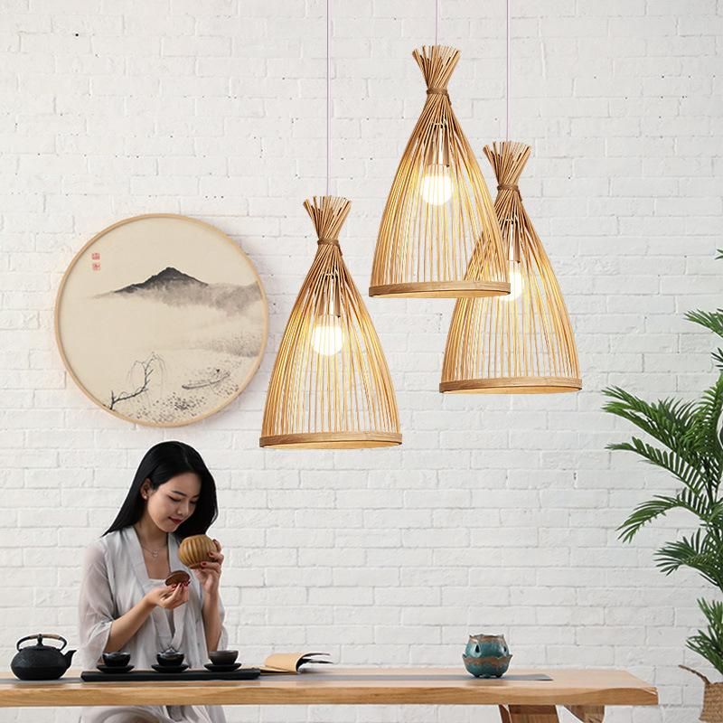 Handmade Bamboo Weaving Pendant Lights Art Retro Cafe Bar Lounge Light (WH-WP-42)