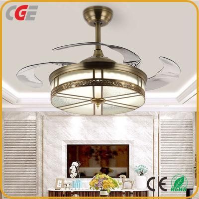 Retro Hidden Fan Lamp with Remote Control High Quality Luminous LED Retractable Blades Ceiling Fan Light