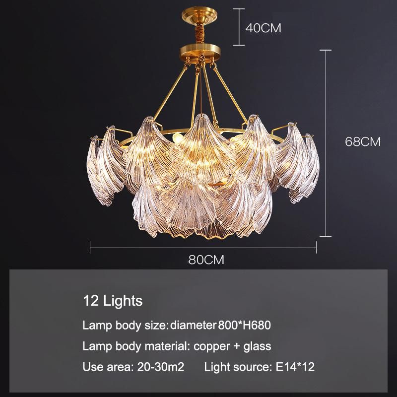 LED Light Luxury Living Room Chandelier Gorgeous European Style Crystal Shell Lamp Indoor Lights