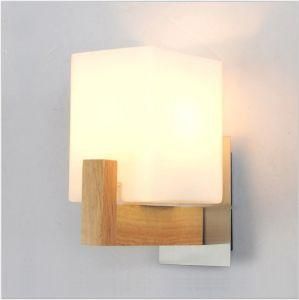 Modern Simple Style Wall Light with Wood and Glass