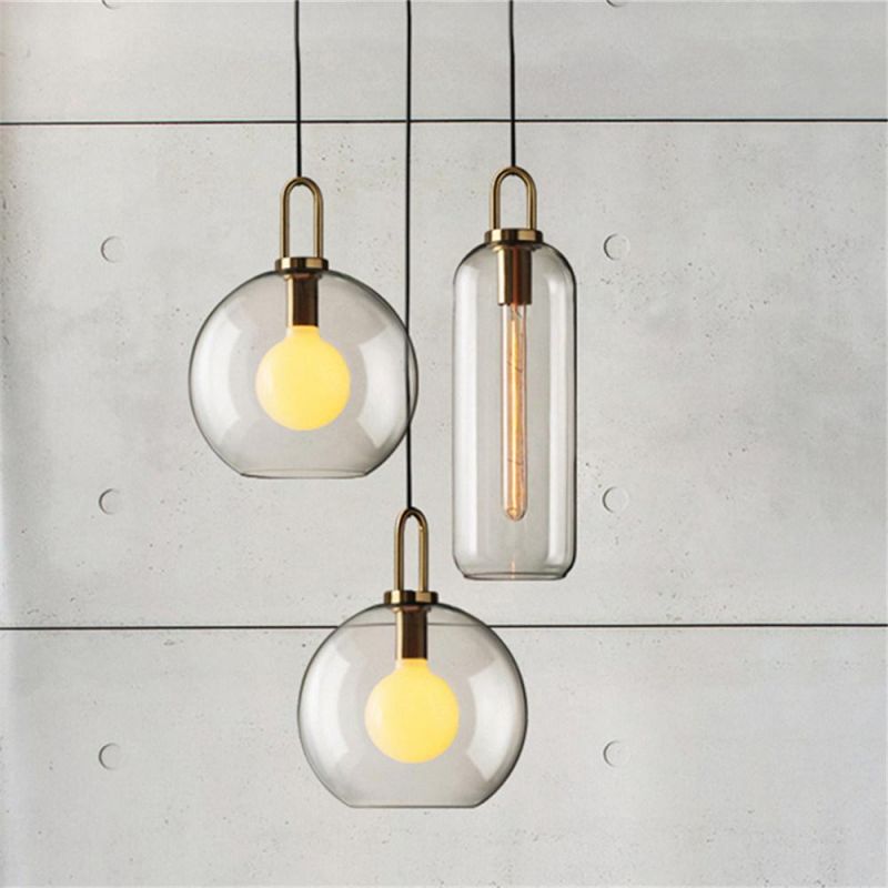 American Retro Decor Glass Pendant Lights Industrial Loft Bedroom Kitchen Hanging Lighting Art Smoke Glass Suspension Lights