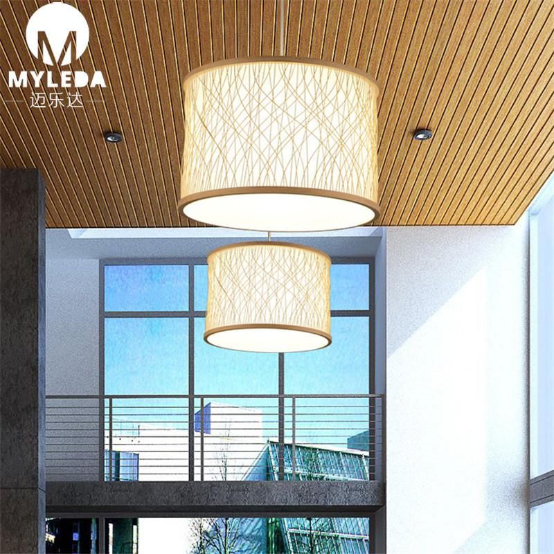 Retro Hotel Corridor Classic Wooden Cloth Cover Chandelier of Home