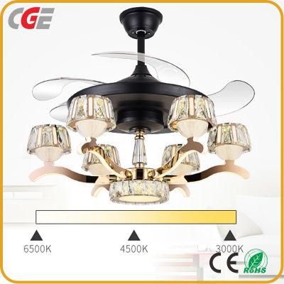 Luxury Modern Living Room Decoration 6 Lights Ceiling Fan 110V/220V Hidden Blades LED Ceiling Fan