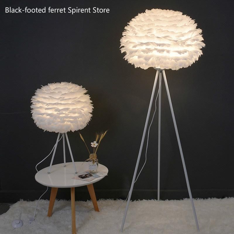 LED Floor Lamp Modern Tripod White Feather Floor Lamp Living Room Reading Lamp Bedside Floor Lamp (WH-MFL-27)