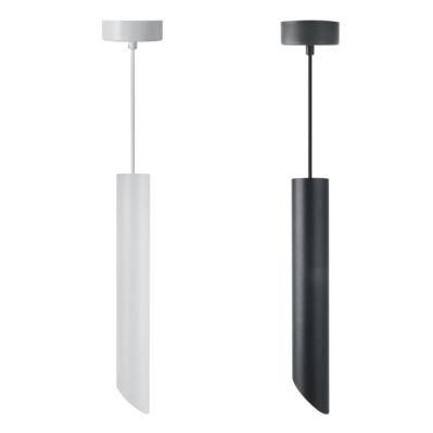 LED 10W 12W Long Tube Chandelier Black Simplicity Bevel Pendant Light Adjustable Height Hanging Lamp for Bedroom Restaurant