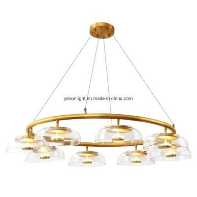 Home Decoration Lighting Copper Glass LED Chandelier