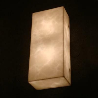White Faux Alabaster Lamp Shade and Metal Bracket Wall Lamp