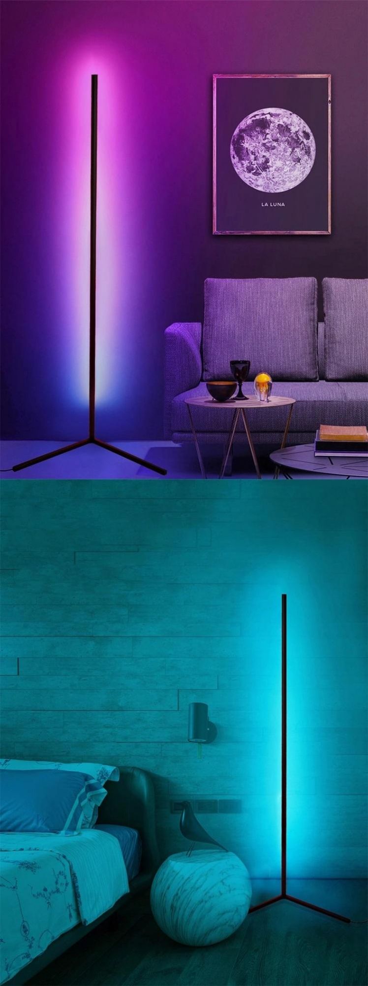 New Product Nordic Modern Designer Corner 140cm Remote Controlled Tripod LED RGB Floor Light Lamp Stand for Living Room