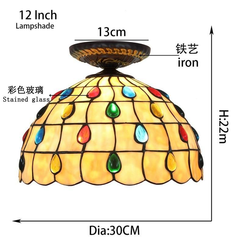 30cm European Tiffany Colored Glass Restaurant Bedroom Aisle Living Room Light (WH-TA-19)