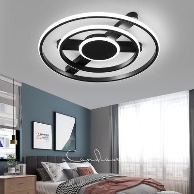 Round Ceiling Lamp Sitting Room Light Modern Black and White Light
