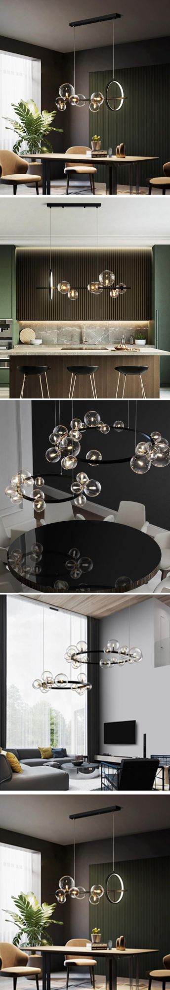 Cluster White Bulb Clear Globe Glass Round Ball Pendant Light Bubble Chandelier