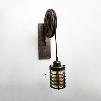 Industry Bedside Aisle Corridor Wind Vintage E27 Lifting Pulley Wall Lamp (WH-VR-32)
