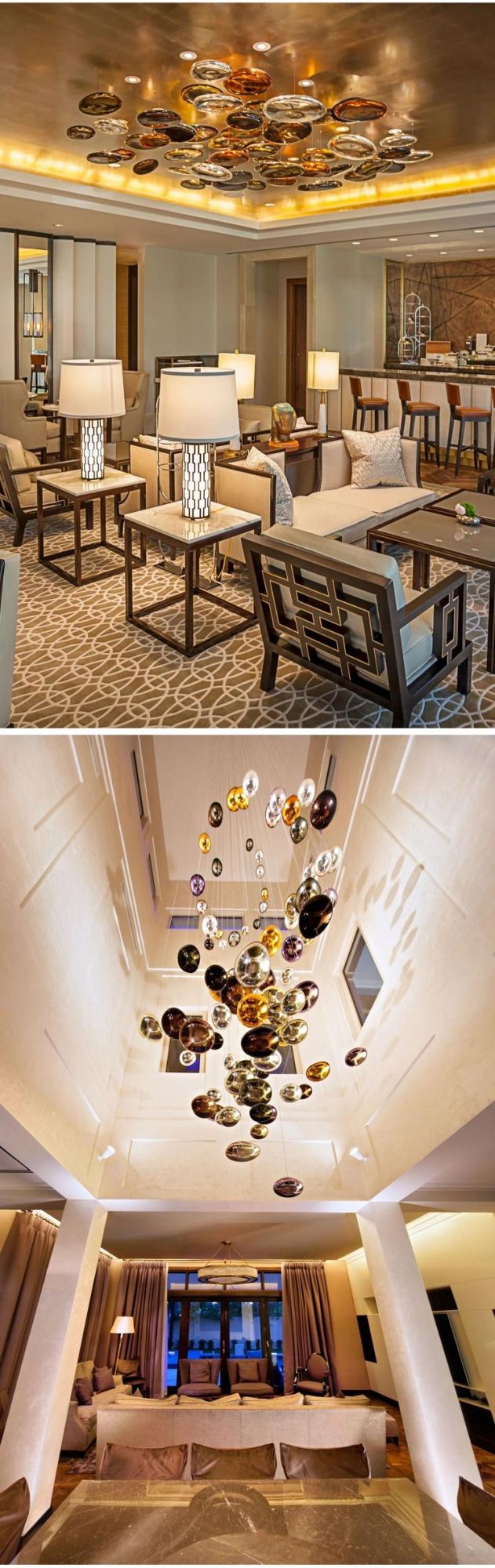 Glass Stone Lamp Decorative Villa Exhibition Hall Commercial Stair LED Custom Chandelier Light