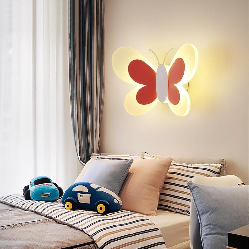 Cartoon Cute Blue Pink Butterfly Wall Lamp Creative Wall Mount LED Light (WH-OR-139)