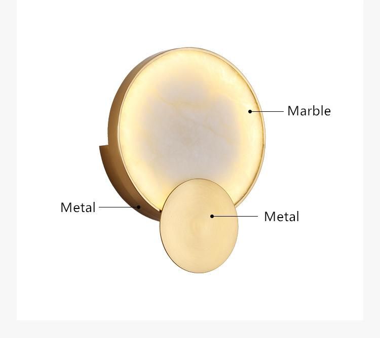 Modern Round Marble LED Wall Lights Living Room Bedside Lighting Fixtures (WH-OR-58)