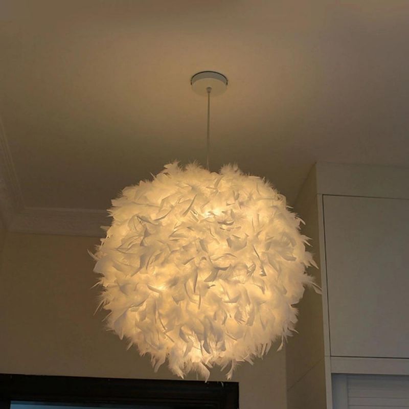 modern Feather Pendant Lamp E27 Lamp Holder Fairy Hanging Lamp Goose Feather Bedroom Dining Room Loft Chandelier Ceiling Light