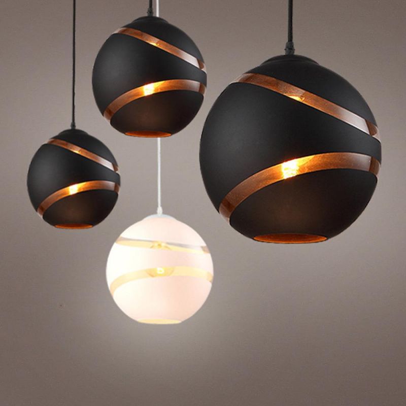 Industrial Global 1 Bulb LED Chandelier Black White Retro Pendant Lamp Lighting for Cafe Bar Bed Room Dinner Room Decorative