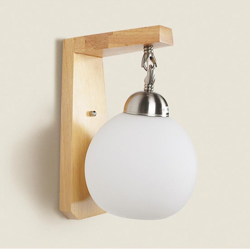 Bedside Wall Lamp Bedroom Living Room Corridor Wood Simple LED Light