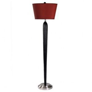 Satin Black Finish Floor Lamp with Geneva Red Inverted Drum Shade