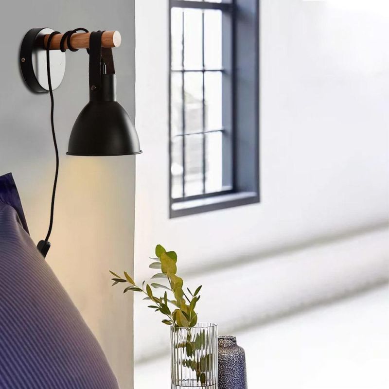 Home Bedroom Walkway Living Room Office Wooden Metal Wall Light Plug in (WH-OR-36)