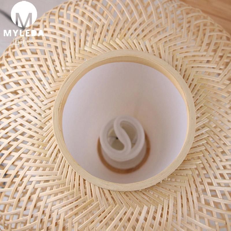 Chinese Style Garden Bamboo Table Light with Natural Wood Frame