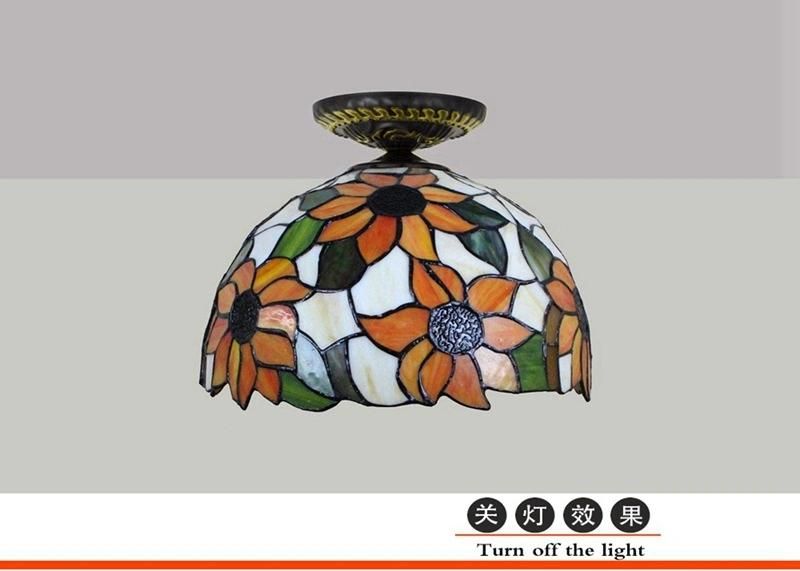 America Countryside Tiffany Multi-Color Glass Dining Room Bedroom Flower LED Ceiling Light (WH-TA-28)