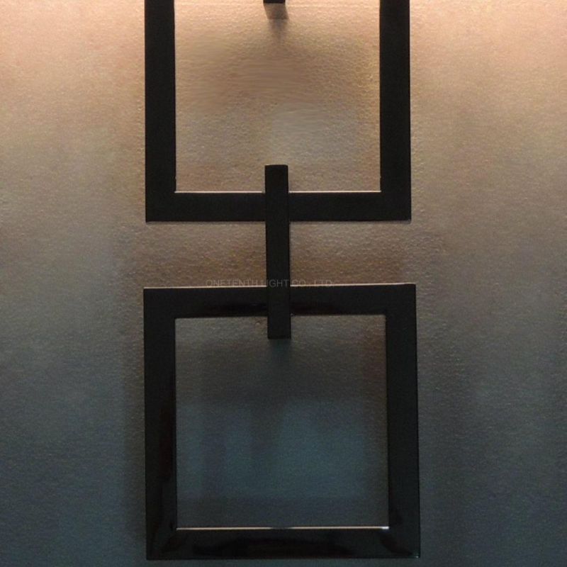 Interior Modern Square Red Fabric and Metal Tube Wall Sconce